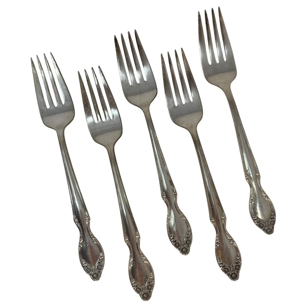 5 Vintage Lady Densmore Silverplate 6.75" Salad Forks 1955 International Silver
